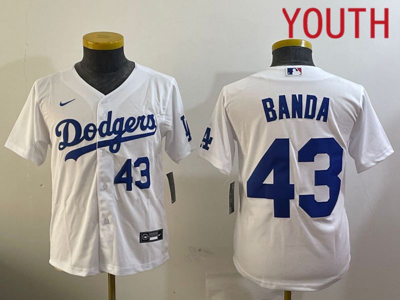 Youth Los Angeles Dodgers #43 Banda White Game 2024 Nike MLB Jersey style 12093->women mlb jersey->Women Jersey